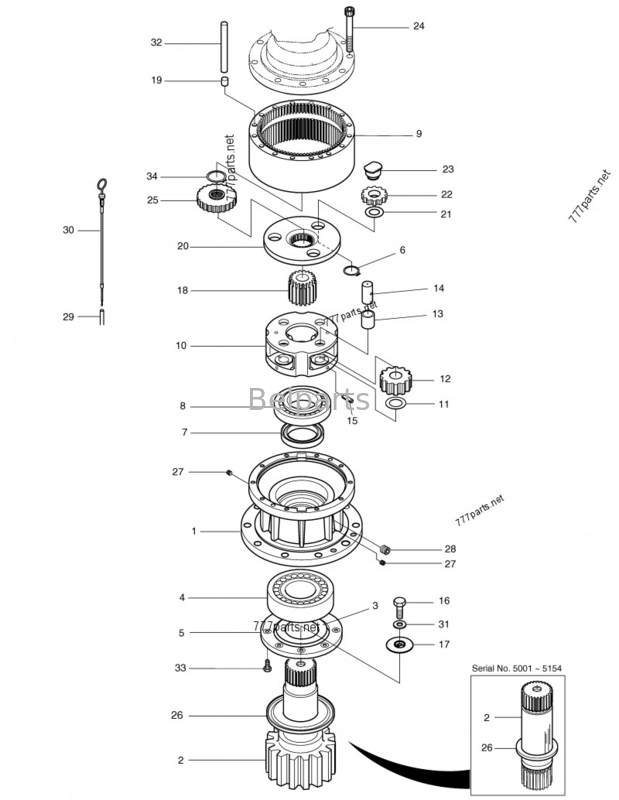 Earth Moving Machinery Máy xúc DX480 DX520 Swing Hộp giảm tốc 130426-00005A Swing Gearbox