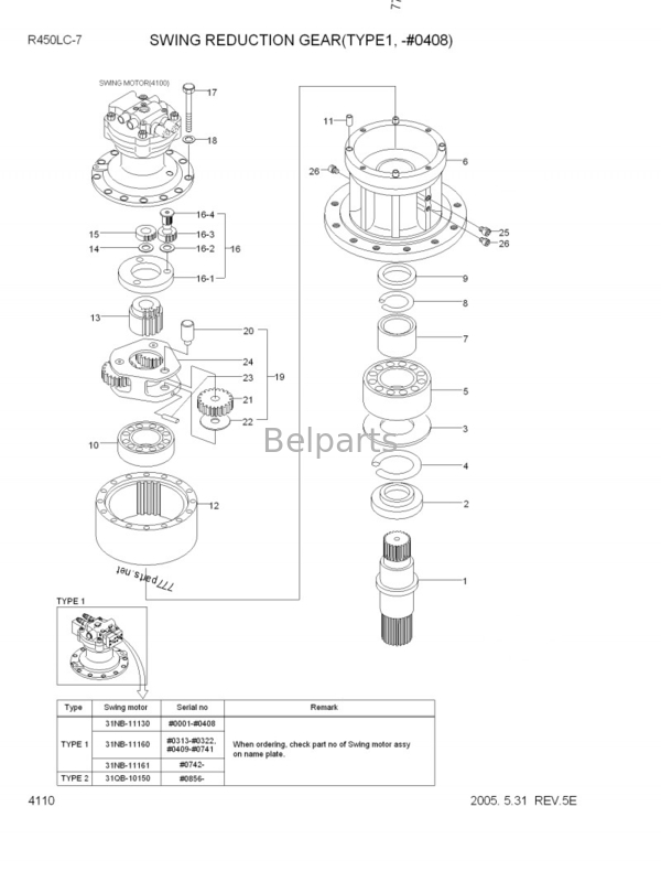 Máy móc Bộ phận động cơ MP1104K Vòng bi chính trục khuỷu động cơ JO5C H07CT J08C