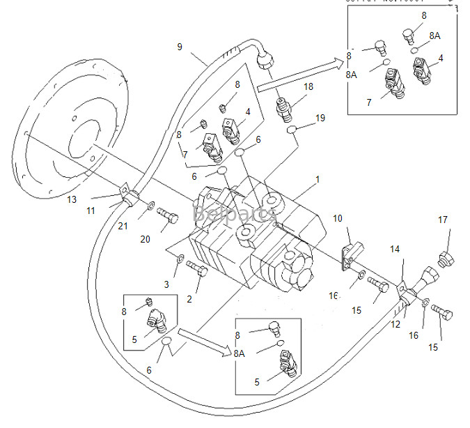 Máy đào Belparts Pc50mr-2 Pc50 Pc50uu-2 Pc55 Pc58 Bơm chính 708-3S-00461 20U-60-21210 Bơm thủy lực cho Komatsu
