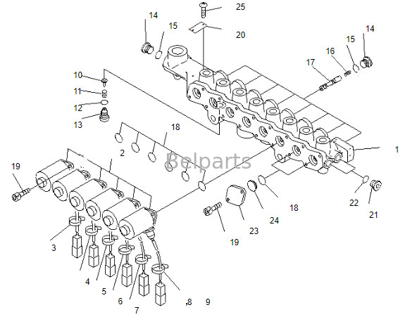 Van điện từ máy đào Belparts PC200-7 20Y-60-31211 209-60-77250 Dành cho Komatsu