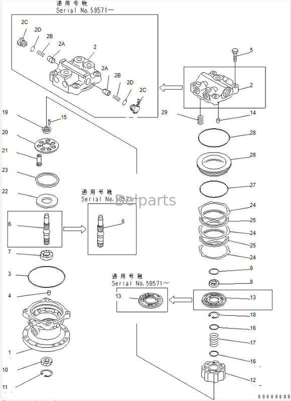 Động cơ máy xúc xoay Pc40 Pc60-7 Động cơ xoay Assy 708-7T-00470 Đồ cũ