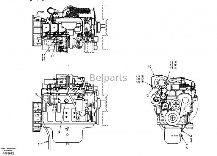 Máy xúc Belparts Bộ phận động cơ Assy EC210 D6D Lắp ráp động cơ diesel SA 1111-00313