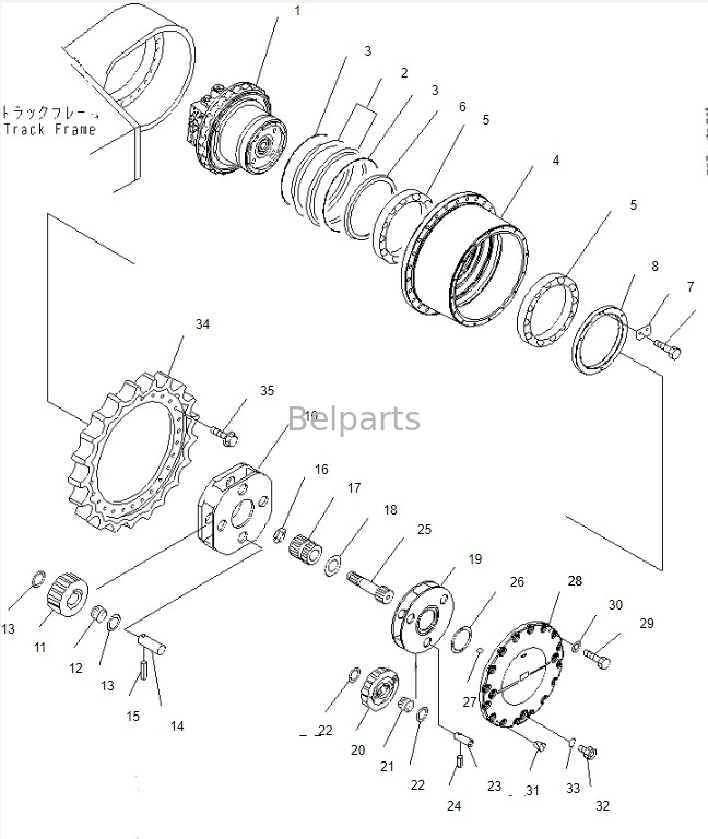 Belparts Excavator Travel Motor Assy Cho Komatsu PC450-8 Động cơ cuối cùng Assy 208-27-00243 208-27-00243 208-27-00312
