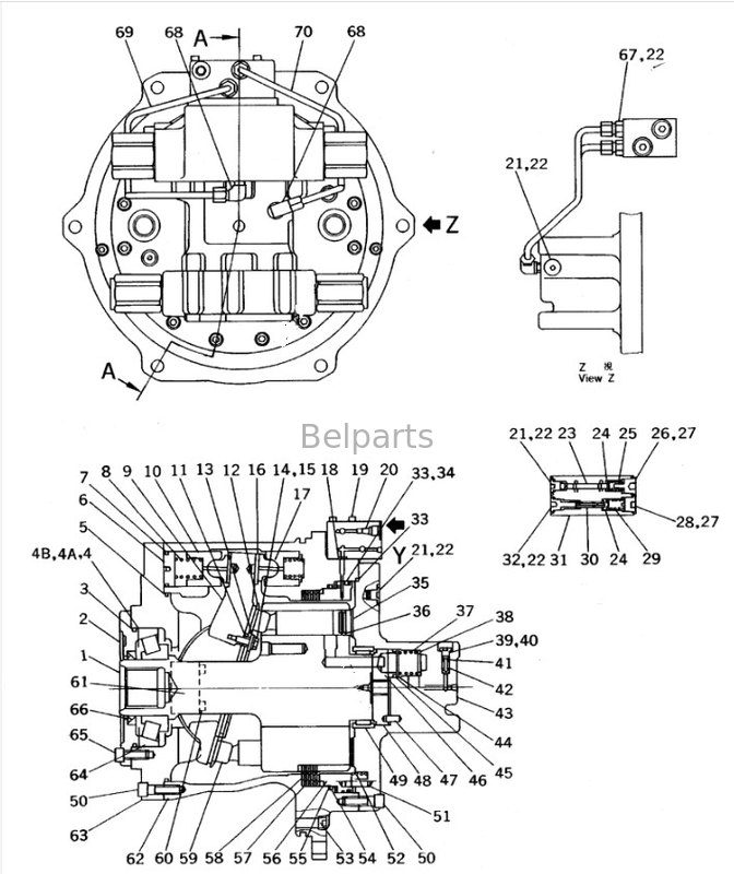 Máy đào xe du lịch Assy cho Komatsu PC650-7 Final Drive Assy 209-60-63502 209-60-63501