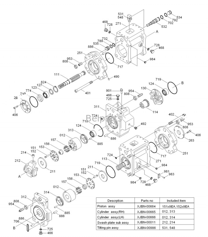 Các bộ phận thợ khoan cho Hyundai R450lc bơm thủy lực 31NB-10010 31NB-10020 31NB-10022
