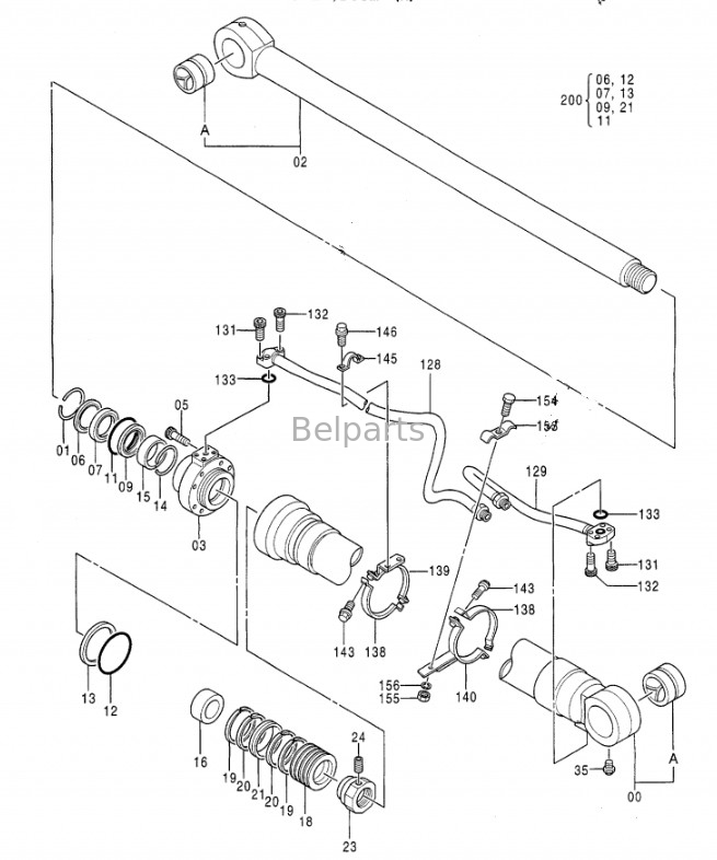 EX300-3 EX300LC-3 EX310H-3C EX300-2 EX300LC-2 Belparts Excavator Hydraulic Boom Arm Bucket Cylinder Assy Cho Hitachi