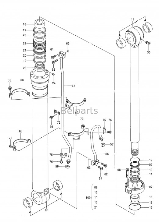 Máy đào thủy lực EX350H-5 EX370-5 EX350LCH-5 Boom Arm Bucket Cylinder Assy cho Hitachi 9164874 9164872