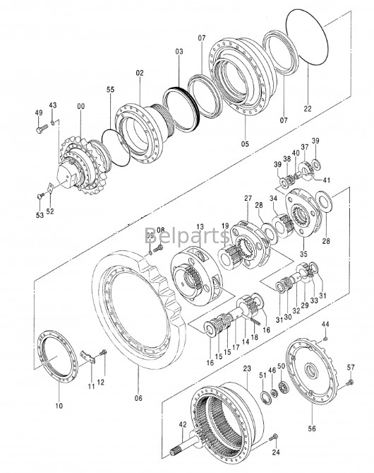 Belparts excavator du lịch động cơ assy cho Hitachi ZX470-5G cuối cùng ổ đĩa assy 9298565 9251680 9263595