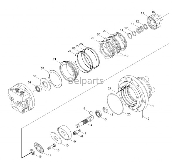 R55-7 R55-7A Final Drive Assy Belparts Excavator Travel Motor Assy 31M8-40010 31M8-40020 Đối với Hyundai