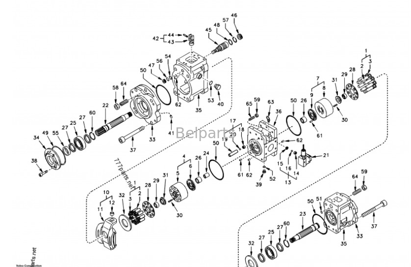 Bộ phận máy đào K3V112DT-9N24-14T EC210 EC240 XE215 LG225 Máy bơm chính Cho Volvo