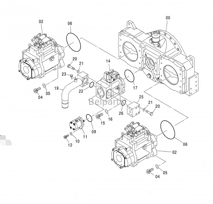 Bộ phận phụ tùng máy đào ZX850-3 ZX650-3 4635645 Bộ máy bơm thủy lực cho K3V280