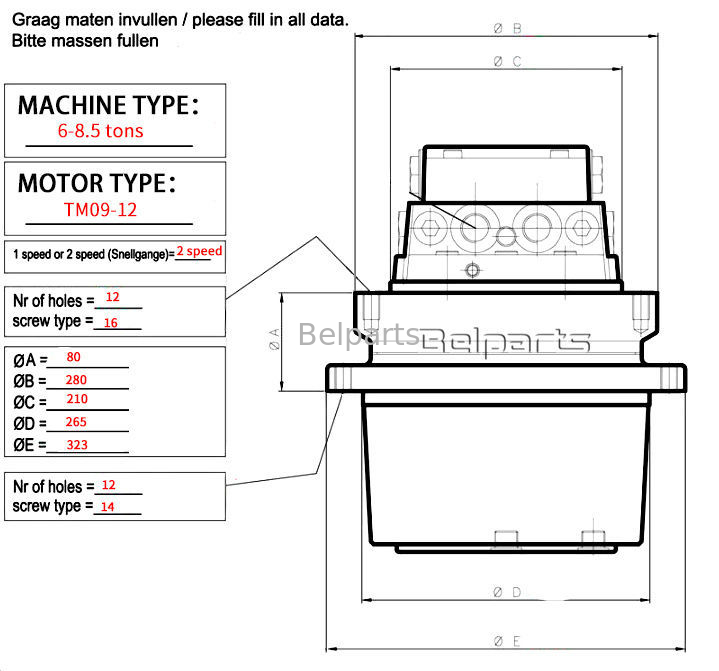 Belparts máy đào DH290LC-V giảm xoay 2101-1025G 2101-1025E 2101-1025H Doosan máy đào hộp số xoay