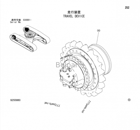 Hộp số di chuyển ZX270-3 ZX270LC-3 ZX280-3 ZX280LC-3 cho Phụ tùng máy đào Hitachi 9255880 9256990 Bộ giảm tốc di chuyển