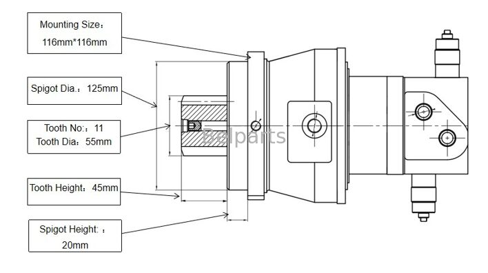 Động cơ xoay cho ZX16-3 ZX17U-2 ZX17UNA-2 ZX18-3 Hitachi Phụ tùng máy xúc 4654366 Thiết bị quay