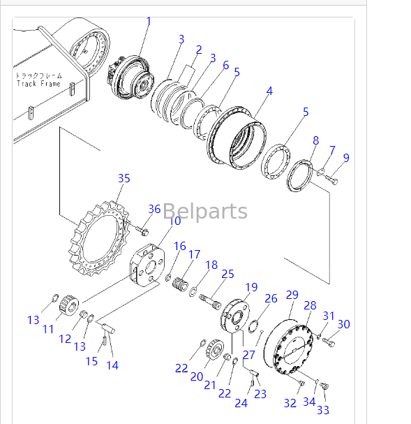 208-27-00411 208-27-00421 Ổ đĩa cuối cùng cho KOMATSU PC390LC-10 PC400-7 PC400LC-7 PC450-7 PC450LC-7 PC450-8 PC450LC-8 Động cơ theo dõi hành trình máy xúc có giảm tốc