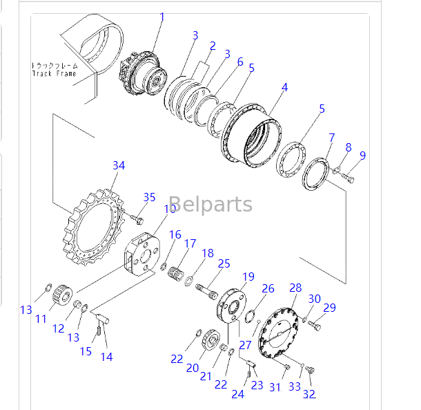 208-27-00311 208-27-00312 Ổ đĩa cuối cùng cho KOMATSU PC400-7 PC400-8 PC450-7 PC450-8 LC Động cơ theo dõi hành trình máy xúc với hộp giảm tốc