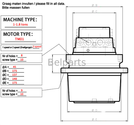 Bộ phận máy đào TM01 PC14 PC15 U15-3 Cho Komatsu Final Drive